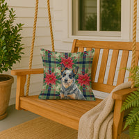 Blue Heeler Australian Cattle Dog Christmas PoinsettIas Throw Pillow