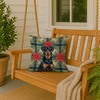 Beauceron Christmas PoinsettIas Throw Pillow