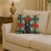 Belgian Sheepdog Groenendael Christmas PoinsettIas Throw Pillow