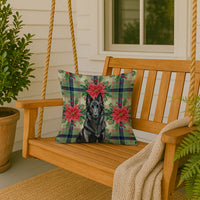 Belgian Sheepdog Groenendael Christmas PoinsettIas Throw Pillow