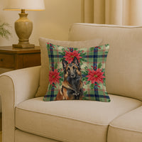 Belgian Tervuren Christmas PoinsettIas Throw Pillow