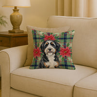 Berndoodle Christmas PoinsettIas Throw Pillow