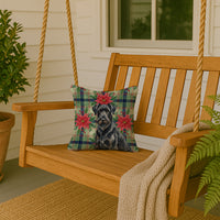 Black Russian Terrier Christmas PoinsettIas Throw Pillow