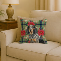Bluetick Coonhound Christmas PoinsettIas Throw Pillow