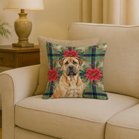 Fawn Boerboel Christmas PoinsettIas Throw Pillow