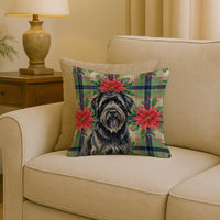 Bouvier des Flandres Christmas PoinsettIas Throw Pillow