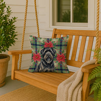 Bouvier des Flandres Christmas PoinsettIas Throw Pillow