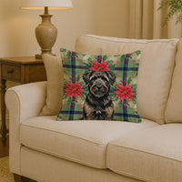 Brindle Bouvier des Flandres Christmas PoinsettIas Throw Pillow