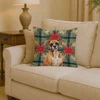 Boxer Christmas PoinsettIas Throw Pillow