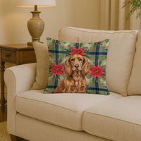 Boykin Spaniel Christmas PoinsettIas Throw Pillow