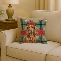 Boykin Spaniel Christmas PoinsettIas Throw Pillow