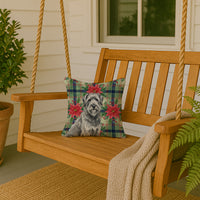 Gray Briard Christmas PoinsettIas Throw Pillow