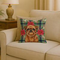 Belge Brussels Griffon Christmas PoinsettIas Throw Pillow