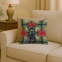 Cane Corso Christmas PoinsettIas Throw Pillow
