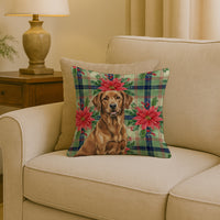Chesapeake Bay Retriever Christmas PoinsettIas Throw Pillow