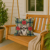 Chihuahua Christmas PoinsettIas Throw Pillow