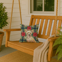 Hairless Palomino Chinese Crested Christmas PoinsettIas Throw Pillow