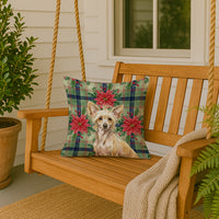 Hairless Palomino Chinese Crested Christmas PoinsettIas Throw Pillow