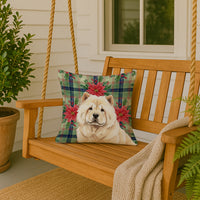 Cream Chow Chow Christmas PoinsettIas Throw Pillow