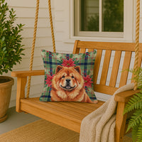 Red Chow Chow Christmas PoinsettIas Throw Pillow