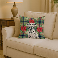 Dalmatian Christmas PoinsettIas Throw Pillow