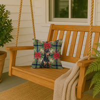 Doberman Pinscher Christmas PoinsettIas Throw Pillow