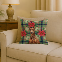 Red Doberman Pinscher Christmas PoinsettIas Throw Pillow