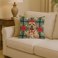 Dogue de Bordeaux Christmas PoinsettIas Throw Pillow