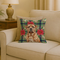Dogue de Bordeaux Christmas PoinsettIas Throw Pillow
