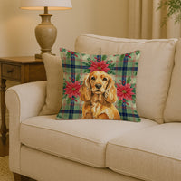 Golden English Cocker Spaniel Christmas PoinsettIas Throw Pillow