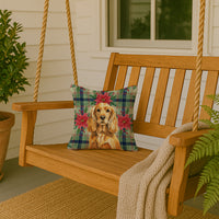 Golden English Cocker Spaniel Christmas PoinsettIas Throw Pillow