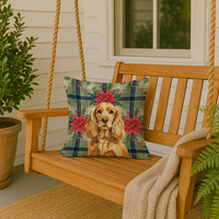 Golden English Cocker Spaniel Christmas PoinsettIas Throw Pillow