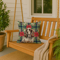 Liver Roan English Cocker Spaniel Christmas PoinsettIas Throw Pillow
