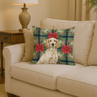 Lemon Belton English Setter Christmas PoinsettIas Throw Pillow