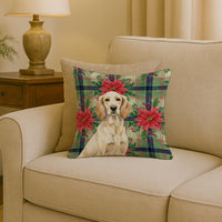 Lemon Belton English Setter Christmas PoinsettIas Throw Pillow