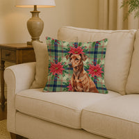 Red German Pinscher Christmas PoinsettIas Throw Pillow