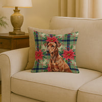 Red German Pinscher Christmas PoinsettIas Throw Pillow