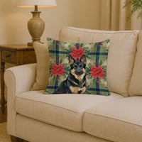 Black and Tan German Shepherd Christmas PoinsettIas Throw Pillow