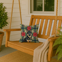 Black and Tan German Shepherd Christmas PoinsettIas Throw Pillow