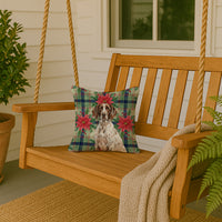 German Shorthaired Pointer Christmas PoinsettIas Throw Pillow