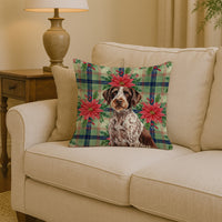 Roan German Wirehaired Pointer Christmas PoinsettIas Throw Pillow