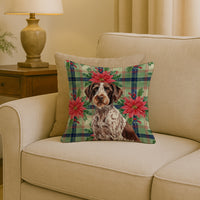 Roan German Wirehaired Pointer Christmas PoinsettIas Throw Pillow