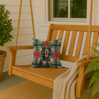 Gordon Setter Christmas PoinsettIas Throw Pillow