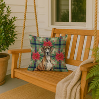 Brindle Great Dane Christmas PoinsettIas Throw Pillow