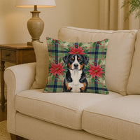 Greater Swiss Mountain Dog Christmas PoinsettIas Throw Pillow