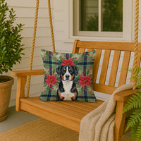 Greater Swiss Mountain Dog Christmas PoinsettIas Throw Pillow