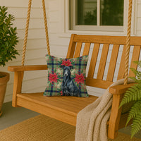 Black Greyhound Christmas PoinsettIas Throw Pillow
