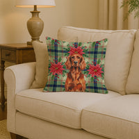 Irish Setter Christmas PoinsettIas Throw Pillow