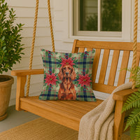 Irish Setter Christmas PoinsettIas Throw Pillow