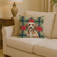 Lagotto Romagnolo Christmas PoinsettIas Throw Pillow